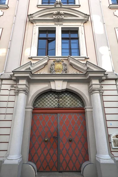 Portaal Vanuit Scultetushaus Peter Street Grlitz Opper Lusatia Saksen Zgorzelec — Stockfoto
