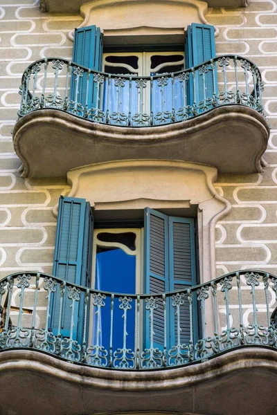Balcons Architecture Détail Bâtiment Art Nouveau Eixample District Barcelone Catalogne — Photo