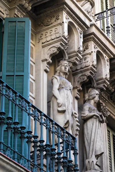 Façade Avec Balcon Architecture Détail Bâtiment Art Nouveau Quartier Eixample — Photo