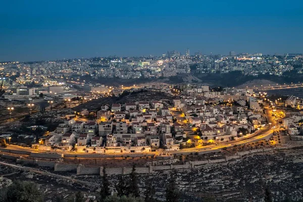 Uitzicht Vanaf Nabi Samuel Profeet Samuel Berg Naar Jeruzalem Israël — Stockfoto