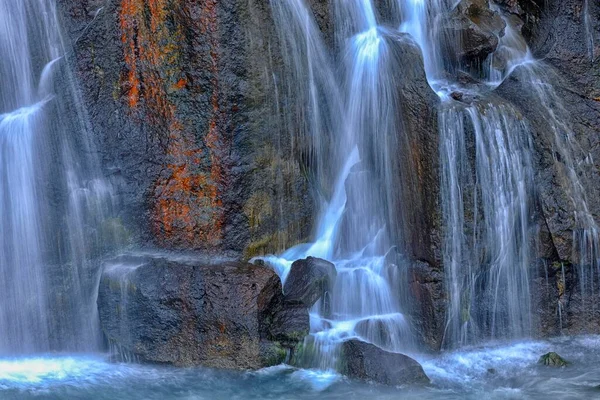 Cachoeira Hraunfossar Detalhe Rio Hvita Islândia Europa — Fotografia de Stock