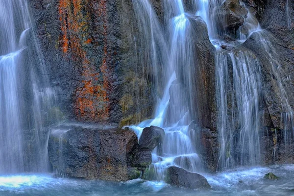 Cascata Hraunfossar Dettaglio Fiume Hvita Islanda Europa — Foto Stock