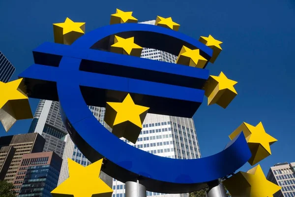 Euro Sign Front European Central Bank Ecb Frankfurt Main Hesse — Foto de Stock