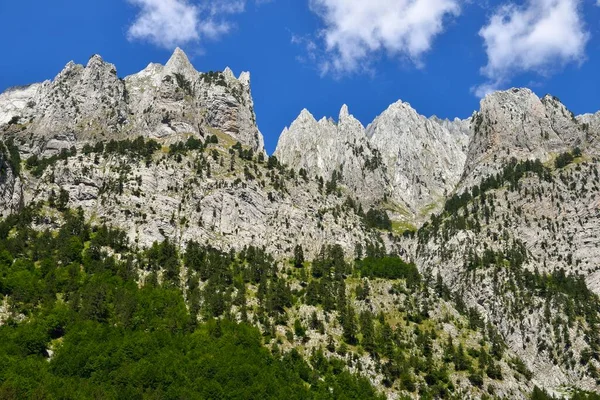 Vista Montanha Runica Vale Ropojana Theth Thethi National Park Alpes — Fotografia de Stock