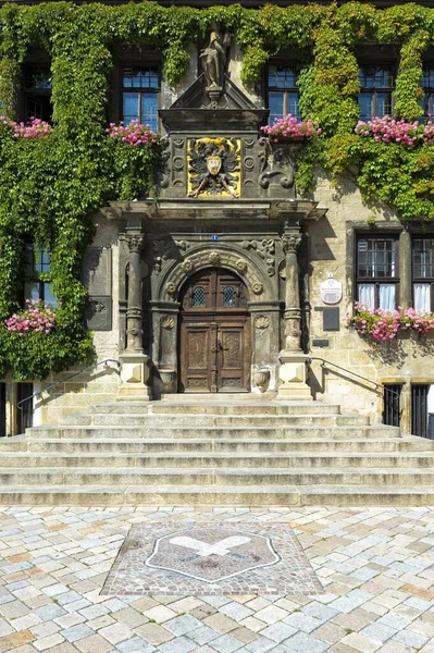 Stadhuis Unesco Werelderfgoed Quedlinburg Harz Saksen Anhalt Duitsland Europa — Stockfoto