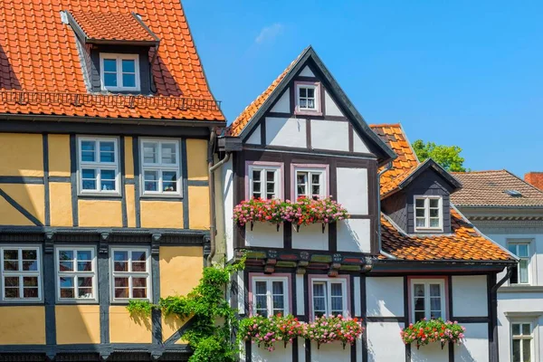 Casas Entramado Madera Patrimonio Humanidad Por Unesco Quedlinburg Harz Sajonia — Foto de Stock