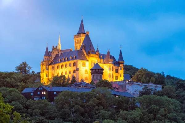 Schloss Wernigerode Castle Dusk Wernigerode Harz Saxony Anhalt Germany Europe — Stock Photo, Image