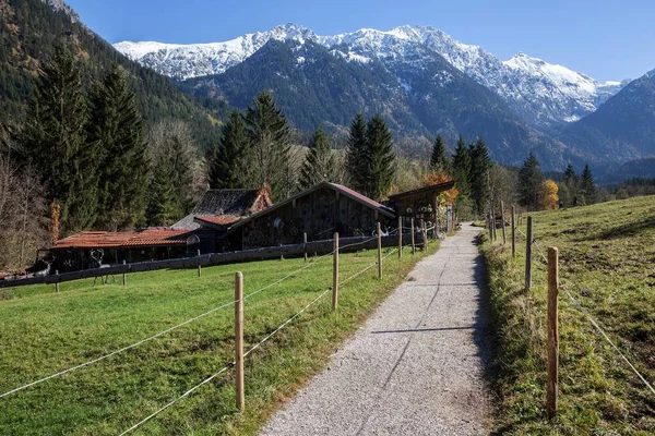 Camino Suciedad Kutschenmuseum Museo Del Carro Hinterstein Detrás Los Alpes — Foto de Stock