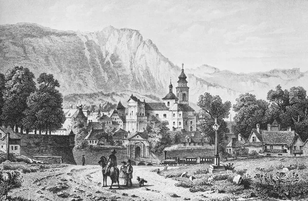 Historisk Stadsbild Litografi 1850 Solothurn Schweiz Europa — Stockfoto