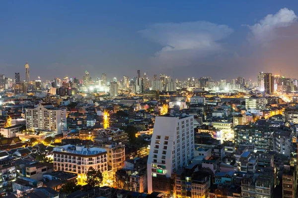 City View Skyline Skyscrapers Bang Rak Financial District Dusk Silom — Stock Photo, Image