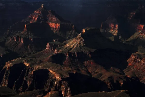 Formações Rochosas Luz Noite Vista South Rim Trail Grand Canyon — Fotografia de Stock