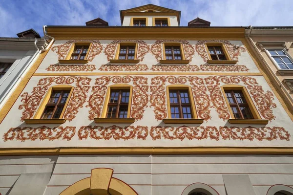 Barok Huis Met Geschilderde Bladeren Neistrasse Grlitz Oberlausitz Saksen Duitsland — Stockfoto