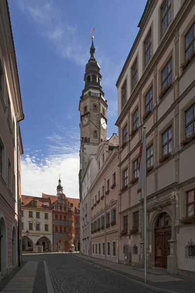 Vecchio Municipio Con Torre Untermarkt Grlitz Oberlausitz Sassonia Germania Europa — Foto Stock