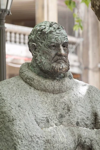 Bronzen Sculptuur Van Ernest Hemingway Standbeeld 1968 Detail Pamplona Provincie — Stockfoto