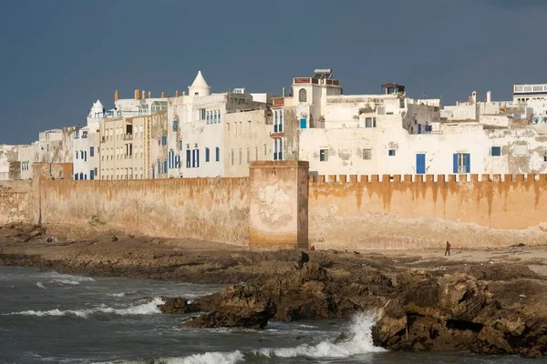 Vista Essaouira Com Suas Muralhas Costa Oceano Atlântico Essaouira Marrocos — Fotografia de Stock