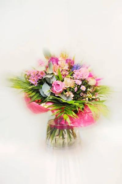 Bouquet Glass Vase White Background — Stock Photo, Image