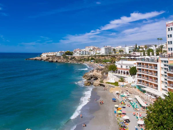 Strand Playa Saln Nerja Provinz Mlaga Costa Del Sol Andalusien — Stockfoto