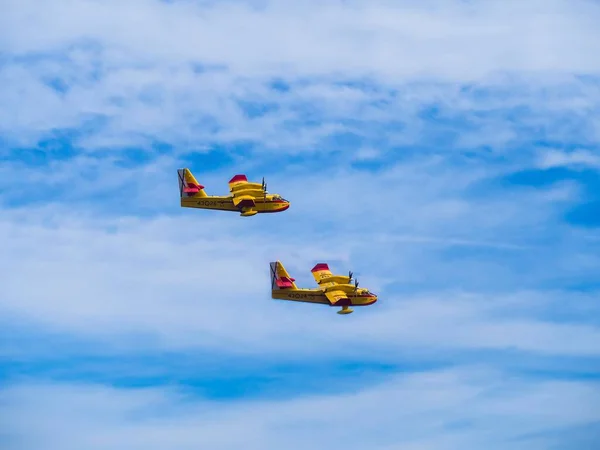 Twee Watervliegtuigen Brandblusvliegtuigen Costa Tropical Granada Andaluca Spanje — Stockfoto