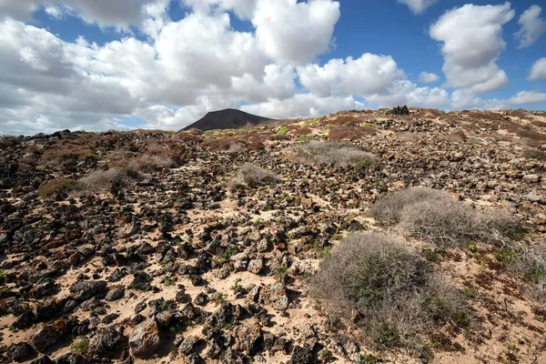 Puste Krajobrazy Południowej Części Park Naturalny Corralejo Fuerteventura Wyspy Kanaryjskie — Zdjęcie stockowe