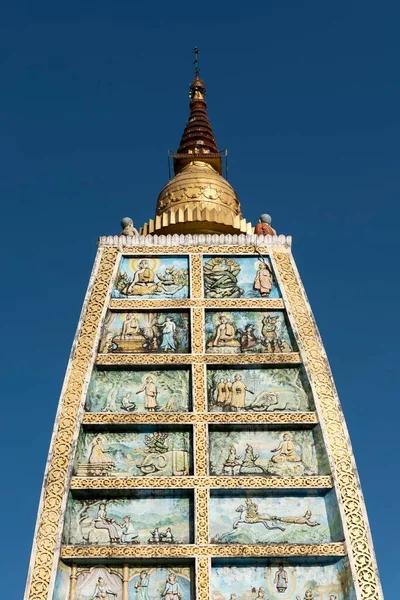 Replika Świątyni Mahabodhi Shwedagon Pagoda Yangon Rangun Birma Myanmar Azja — Zdjęcie stockowe