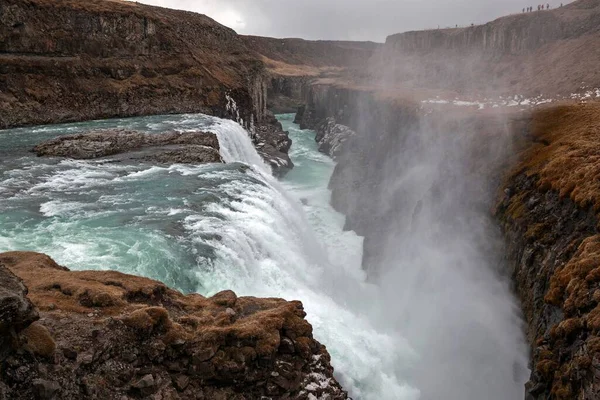 Vízesés Gullfoss Turisztikai Látványosságok Golden Circle Route Izland Európa — Stock Fotó
