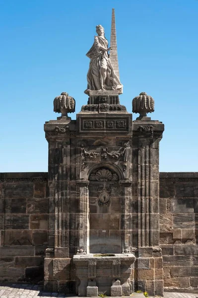 Fontaine Avec Obélisque Place Résidence Bamberg Haute Franconie Bavière Allemagne — Photo