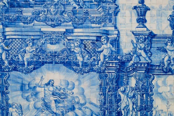 Capela Das Almas Outer Wall Azulejos Tiles Detail Porto Unesco — Stock Photo, Image