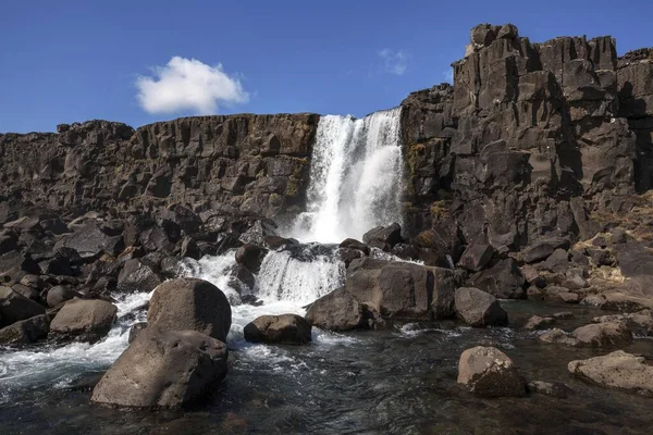 Vízesés Xarafoss Thingvellir Nemzeti Park Golden Circle Izland Európa — Stock Fotó