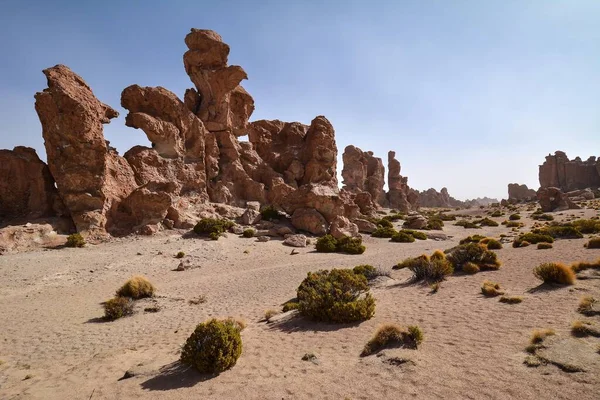 Erodiertes Gestein Felsformation Valle Las Rocas Felsiges Tal Bei Uyuni — Stockfoto