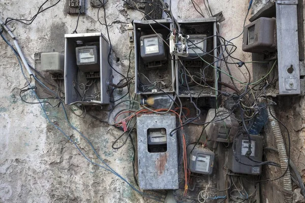 Zchátralý Elektroměr Historické Centrum Havana Kuba Střední Amerika — Stock fotografie