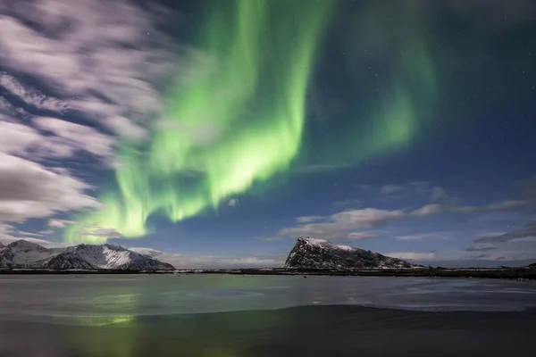 Northern Lights Aurora Borealis Gimsy Lofoten Noruega Europa — Fotografia de Stock