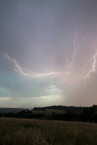 Thunderstorm with multiple thunderbolts, near Lahr in the Black Forest, Baden-Wrttemberg, Germany, Europe