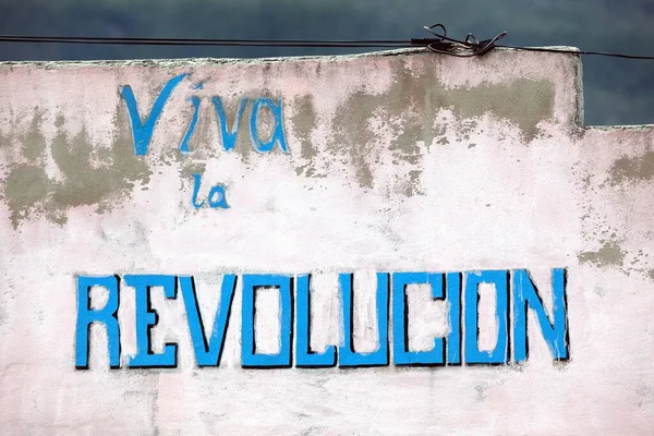 Muralla Pintada Con Las Palabras Viva Revolución Santiago Cuba Provincia —  Fotos de Stock