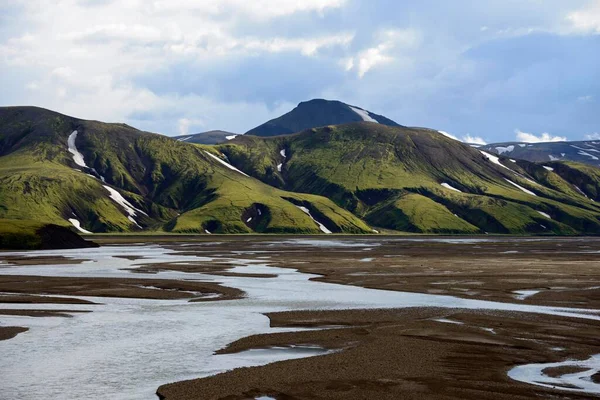 Jkulgilskvisl Rzeka Lodowcowa Park Narodowy Fjallabak Islandia Europa — Zdjęcie stockowe