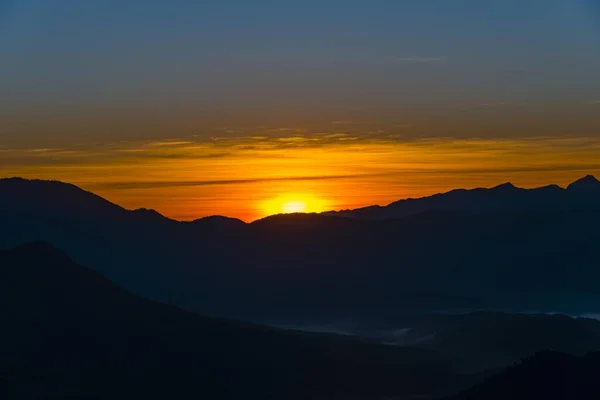 Východ Slunce Nad Horami Vang Vieng Vientiane Laos Asie — Stock fotografie