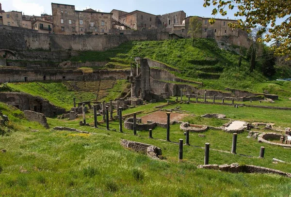 Ruïnes Romeins Amfitheater Thermale Baden Volterra Toscane Italië Europa — Stockfoto