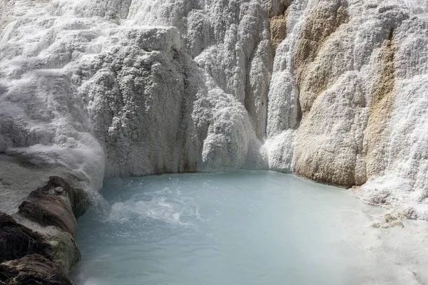 白い鉱床 Bagni San Filippo Castiglione 39の温泉 Orcia トスカーナ州 イタリア ヨーロッパ — ストック写真