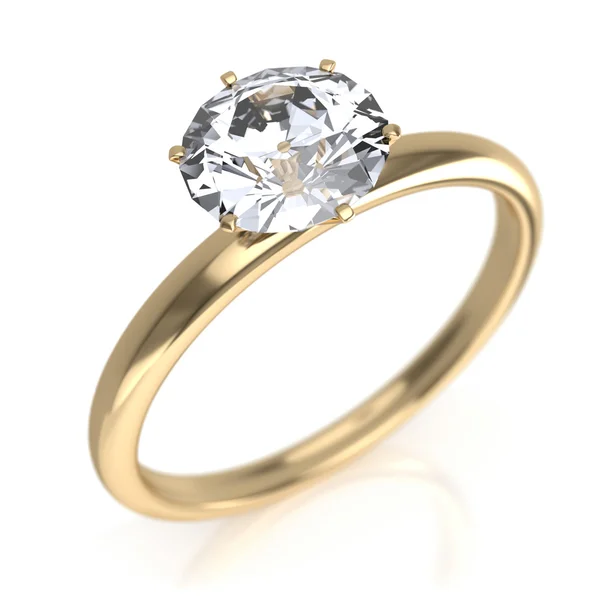 Ring van de diamant, geïsoleerd Stockfoto