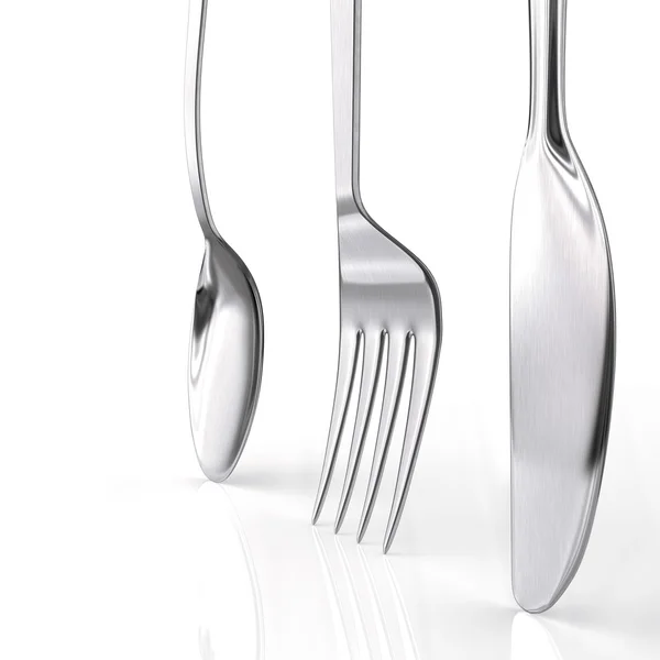 Knife, fork and spoon upright — Stock Photo, Image