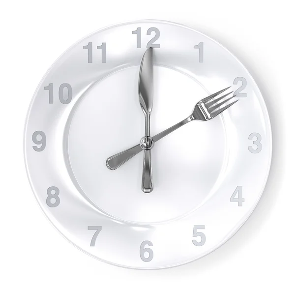 Cuisine en forme d'horloge avec couverts — Photo