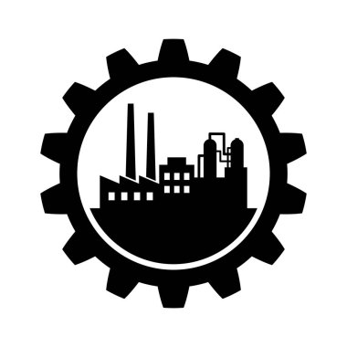 Beyaz arkaplanda siyah endüstriyel vektör simgesi