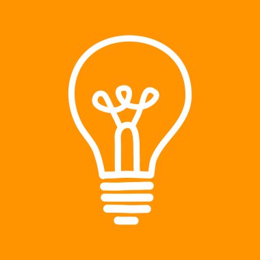 Turuncu arkaplanda ampul vektör simgesi    
