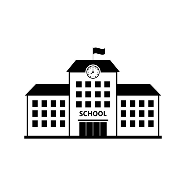 Schoolvectoricoon Geïsoleerd Gebouw Witte Achtergrond — Stockvector