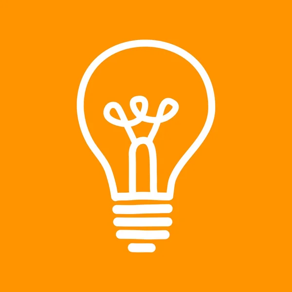 Icône Vectorielle Ampoule Sur Fond Orange — Image vectorielle