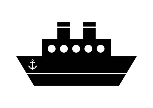 Zwart Schip Vector Pictogram Witte Achtergrond Geïsoleerd Object — Stockvector