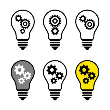 Beyaz arkaplanda ampul vektör simgeleri  