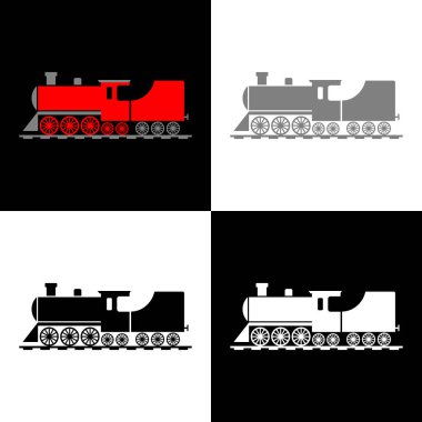 Lokomotif simgesi seti, vektör illüstrasyonu