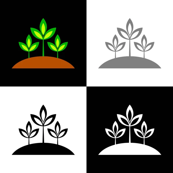 Plantenpictogram Set Vectorillustratie — Stockvector
