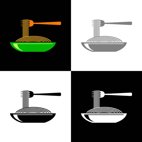 Spaghetti Icon Set Vektorillustration — Stockvektor