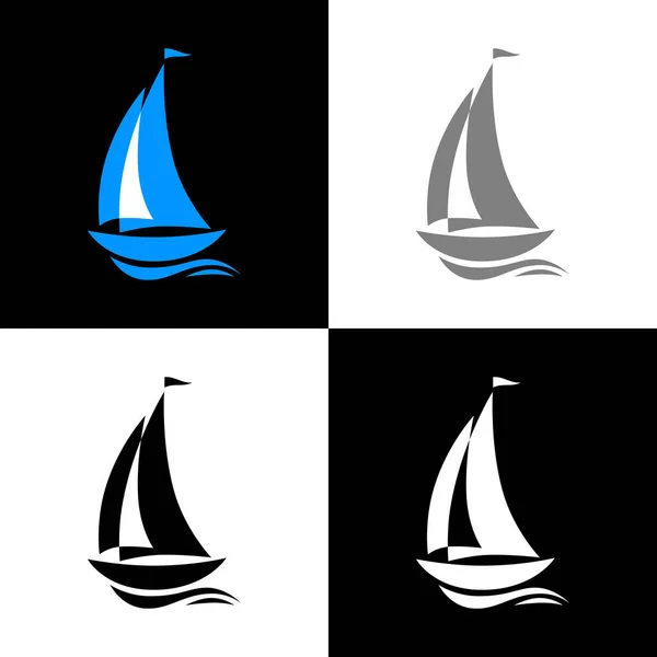 Segelbåt Ikon Set Vektor Illustration — Stock vektor